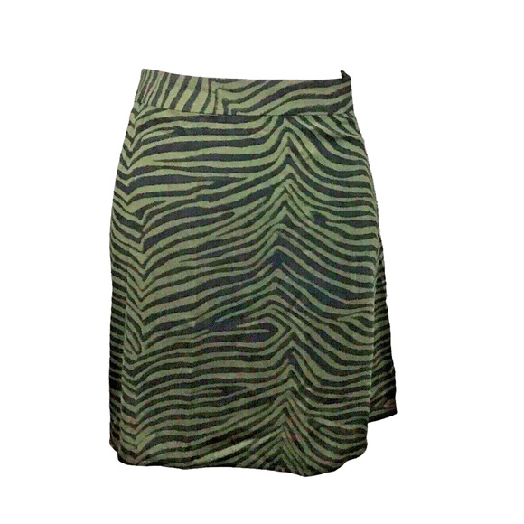 BP Womens 1X Olive Green Black Zebra Print Skater Skirt Side Zip NWOT - Picture 1 of 14